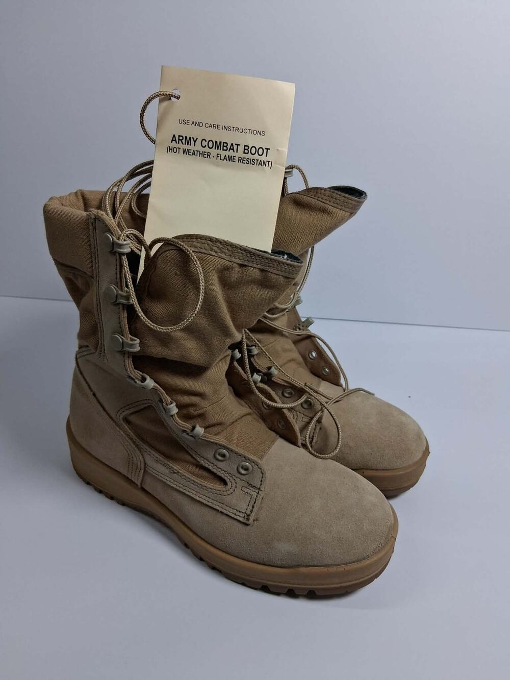 Wellco US Army Combat Boots ACB-HW Flame Resistant Tan Size 6.5 R NWOB